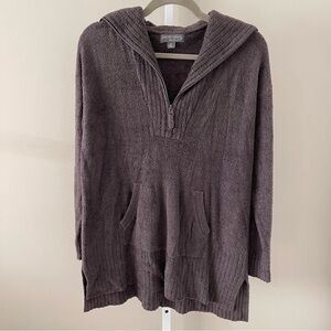 Barefoot Dreams CozyChic Lite Half Zip Hoodie Sweater Brown Size M